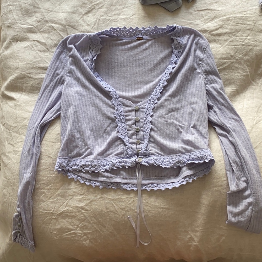Free people cropped lavender long sleeve S